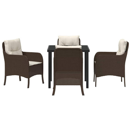 Trädgårdsmöbelset med kudde 5 pcs Brun konstrotting