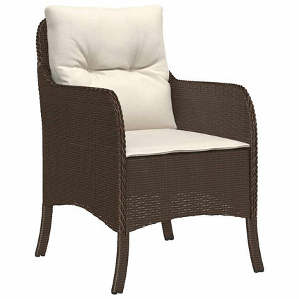 Trädgårdsmöbelset med kudde 5 pcs Brun konstrotting