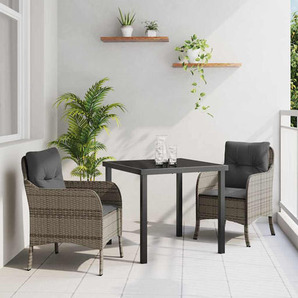 Trädgårdsmöbelset med kudde 3 pcs Grå konstrotting