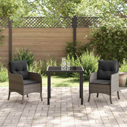 Trädgårdsmöbelset med kudde 3 pcs Grå konstrotting