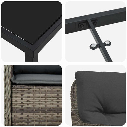 Trädgårdsmöbelset med kudde 7 pcs Grå konstrotting