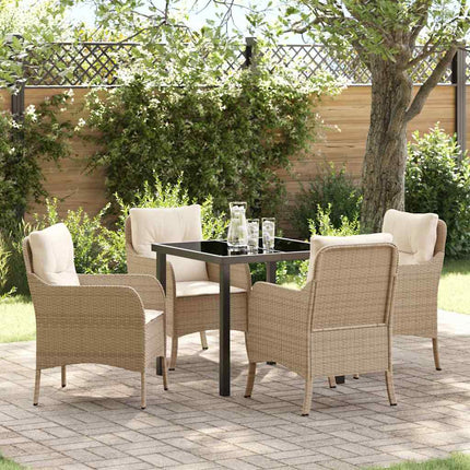 Trädgårdsmöbelset med kudde 5 pcs Beige konstrotting