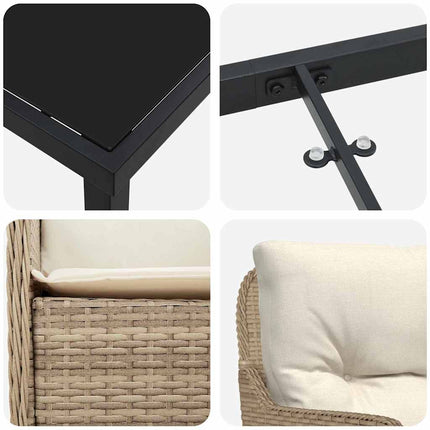 Trädgårdsmöbelset med kudde 5 pcs Beige konstrotting