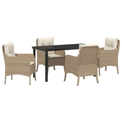 Trädgårdsmöbelset med kudde 5 pcs Beige konstrotting