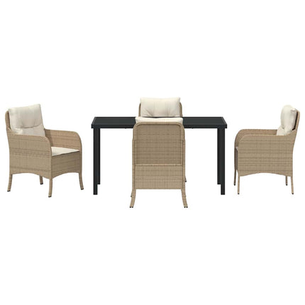 Trädgårdsmöbelset med kudde 5 pcs Beige konstrotting
