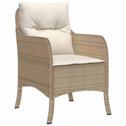 Trädgårdsmöbelset med kudde 7 pcs Beige konstrotting