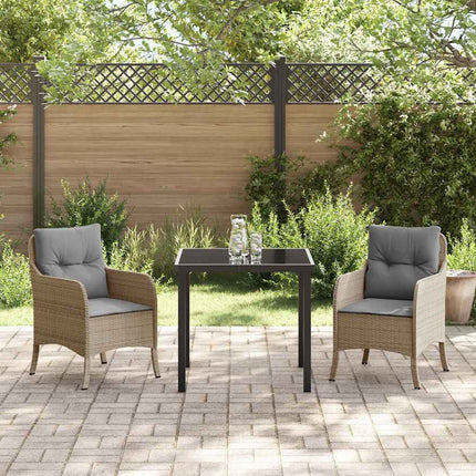 Trädgårdsmöbelset med kudde 3 pcs Beige konstrotting