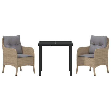 Trädgårdsmöbelset med kudde 3 pcs Beige konstrotting