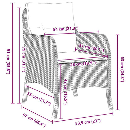 Trädgårdsmöbelset med kudde 5 pcs Beige konstrotting
