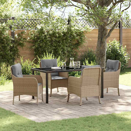 Trädgårdsmöbelset med kudde 5 pcs Beige konstrotting
