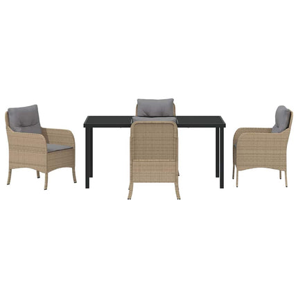Trädgårdsmöbelset med kudde 5 pcs Beige konstrotting
