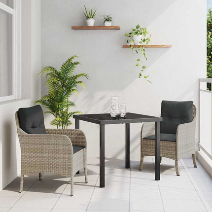 Trädgårdsmöbelset med kudde 3 pcs Ljusgrå konstrotting