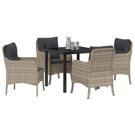 Trädgårdsmöbelset med kudde 5 pcs Ljusgrå konstrotting