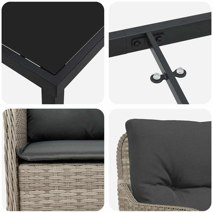 Trädgårdsmöbelset med kudde 5 pcs Ljusgrå konstrotting
