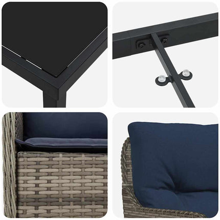 Trädgårdsmöbelset med kudde 3 pcs Grå konstrotting