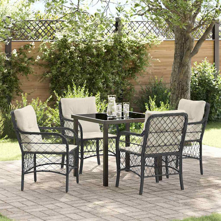 Trädgårdsmöbelset med kudde 5 pcs Svart konstrotting