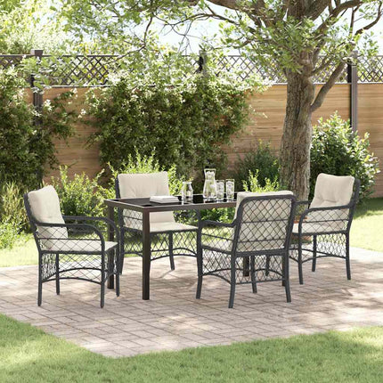 Trädgårdsmöbelset med kudde 5 pcs Svart konstrotting