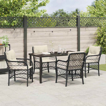 Trädgårdsmöbelset med kudde 5 pcs Svart konstrotting
