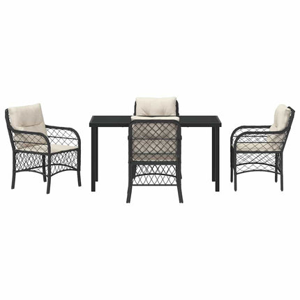 Trädgårdsmöbelset med kudde 5 pcs Svart konstrotting
