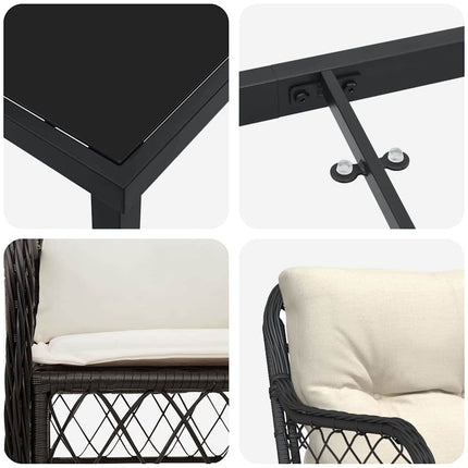 Trädgårdsmöbelset med kudde 7 pcs Svart konstrotting