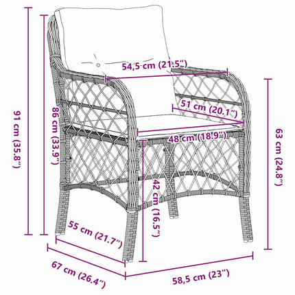 Trädgårdsmöbelset med kudde 7 pcs Svart konstrotting