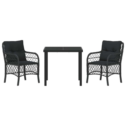 Trädgårdsmöbelset med kudde 3 pcs Svart konstrotting