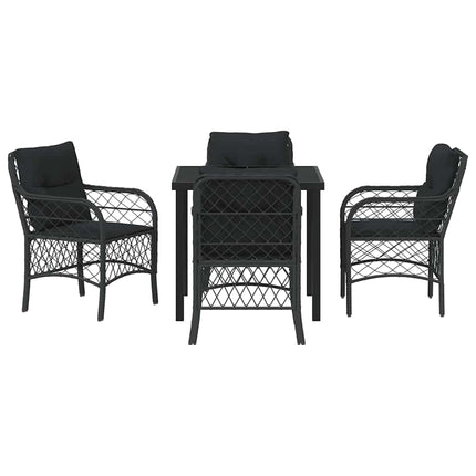 Trädgårdsmöbelset med kudde 5 pcs Svart konstrotting