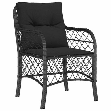 Trädgårdsmöbelset med kudde 5 pcs Svart konstrotting