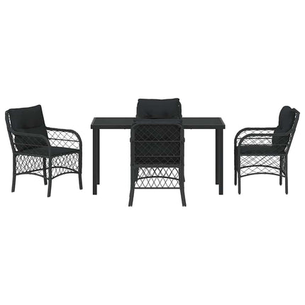 Trädgårdsmöbelset med kudde 5 pcs Svart konstrotting