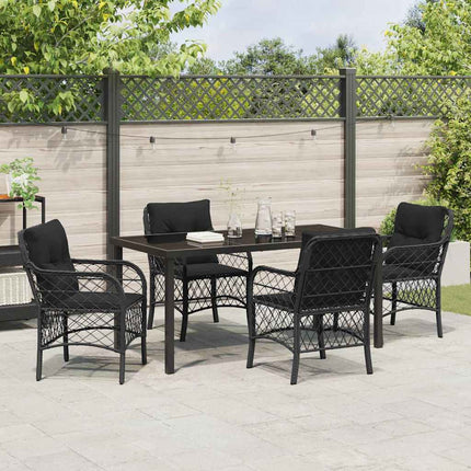 Trädgårdsmöbelset med kudde 5 pcs Svart konstrotting