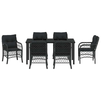 Trädgårdsmöbelset med kudde 7 pcs Svart konstrotting