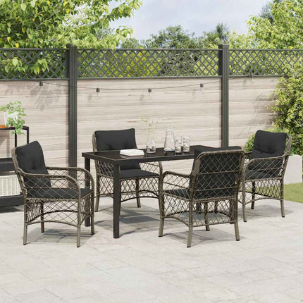 Trädgårdsmöbelset med kudde 5 pcs Grå konstrotting