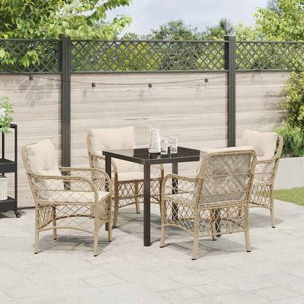 Trädgårdsmöbelset med kudde 5 pcs Beige konstrotting