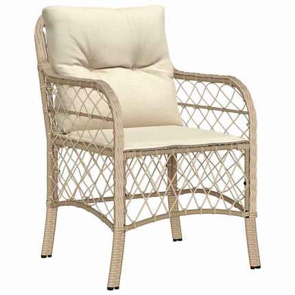 Trädgårdsmöbelset med kudde 5 pcs Beige konstrotting