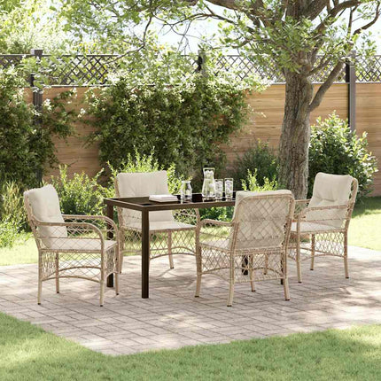 Trädgårdsmöbelset med kudde 5 pcs Beige konstrotting