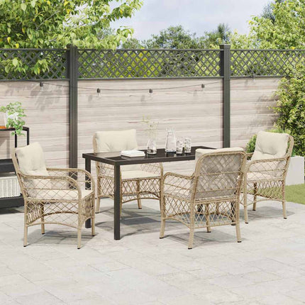 Trädgårdsmöbelset med kudde 5 pcs Beige konstrotting