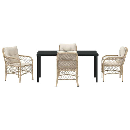 Trädgårdsmöbelset med kudde 5 pcs Beige konstrotting