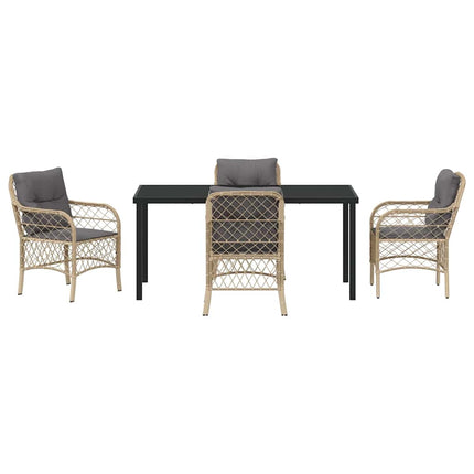 Trädgårdsmöbelset med kudde 5 pcs Beige konstrotting