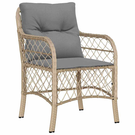 Trädgårdsmöbelset med kudde 7 pcs Beige konstrotting