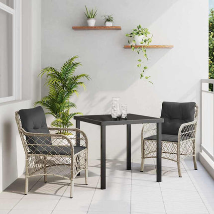 Trädgårdsmöbelset med kudde 3 pcs Ljusgrå konstrotting