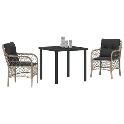 Trädgårdsmöbelset med kudde 3 pcs Ljusgrå konstrotting