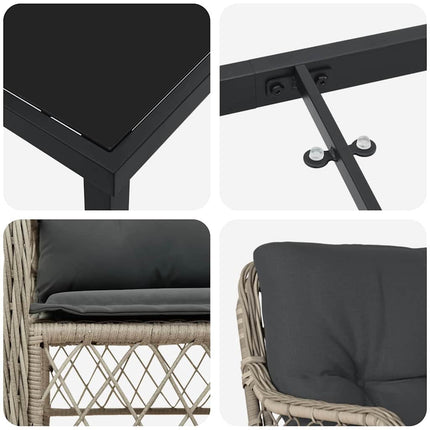 Trädgårdsmöbelset med kudde 5 pcs Ljusgrå konstrotting