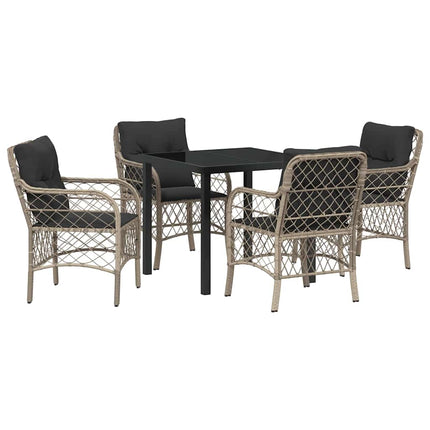 Trädgårdsmöbelset med kudde 5 pcs Ljusgrå konstrotting