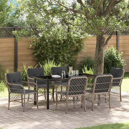 Trädgårdsmöbelset med kudde 7 pcs Ljusgrå konstrotting