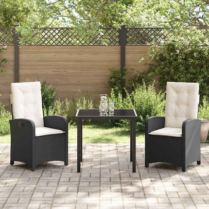 Trädgårdsmöbelset med kudde 3 pcs Svart konstrotting