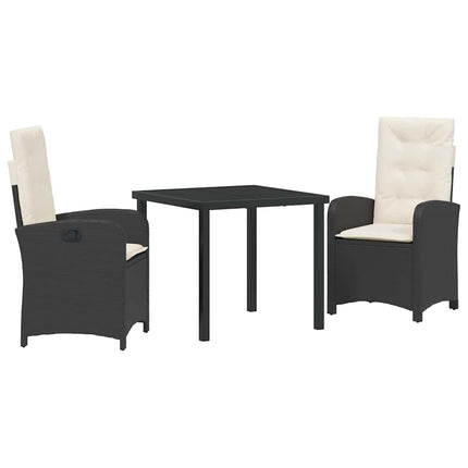 Trädgårdsmöbelset med kudde 3 pcs Svart konstrotting