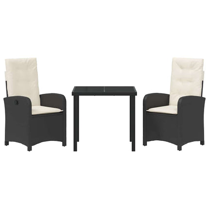 Trädgårdsmöbelset med kudde 3 pcs Svart konstrotting