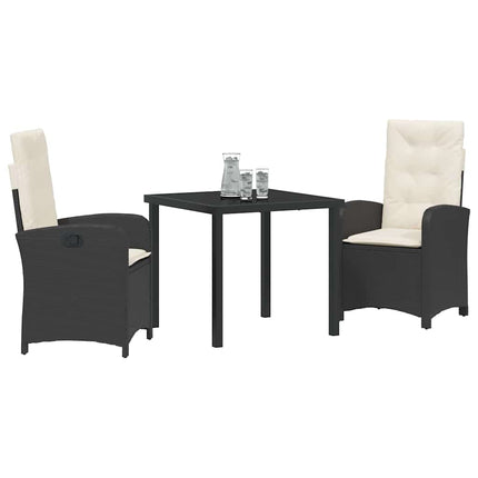 Trädgårdsmöbelset med kudde 3 pcs Svart konstrotting