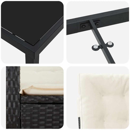 Trädgårdsmöbelset med kudde 5 pcs Svart konstrotting