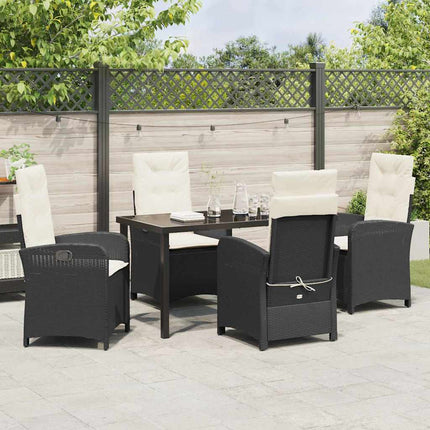 Trädgårdsmöbelset med kudde 5 pcs Svart konstrotting